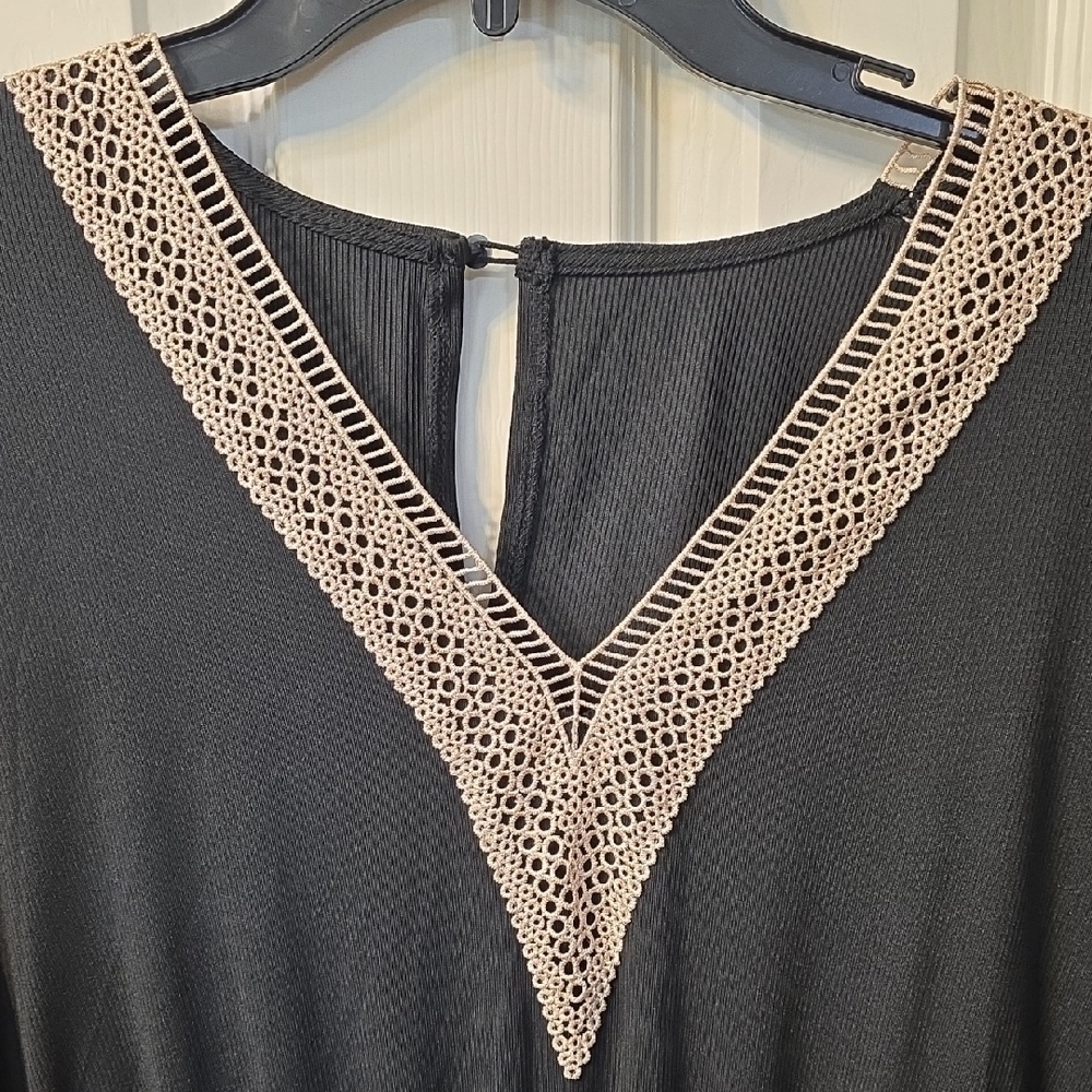 Black Jumpsuit with Cream Trim - Picture 2 of 3